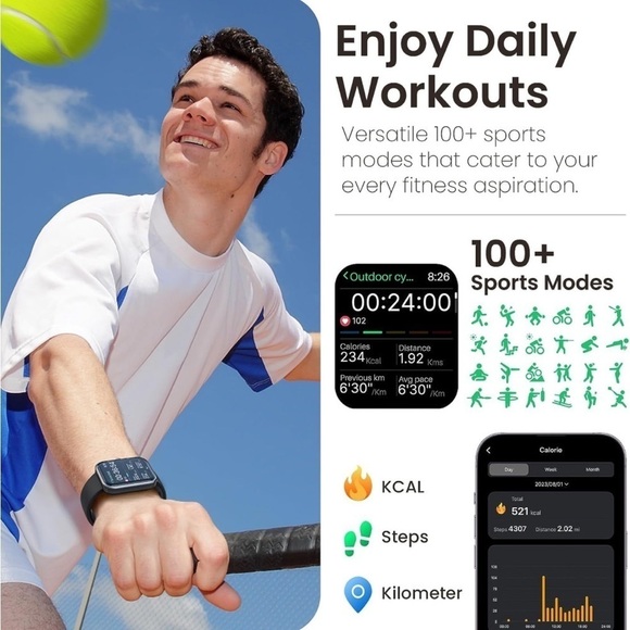 NEW High Tech Smart Watch for Messages/Calls, Fitness, Heart, & Sleep Tracker - Picture 3 of 7